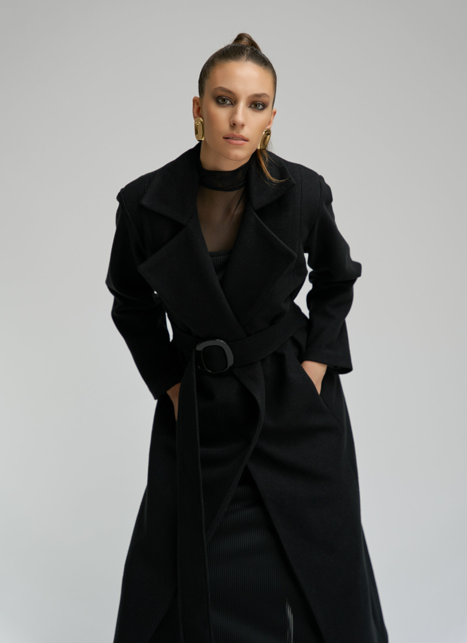 Palton negru din lana KATE